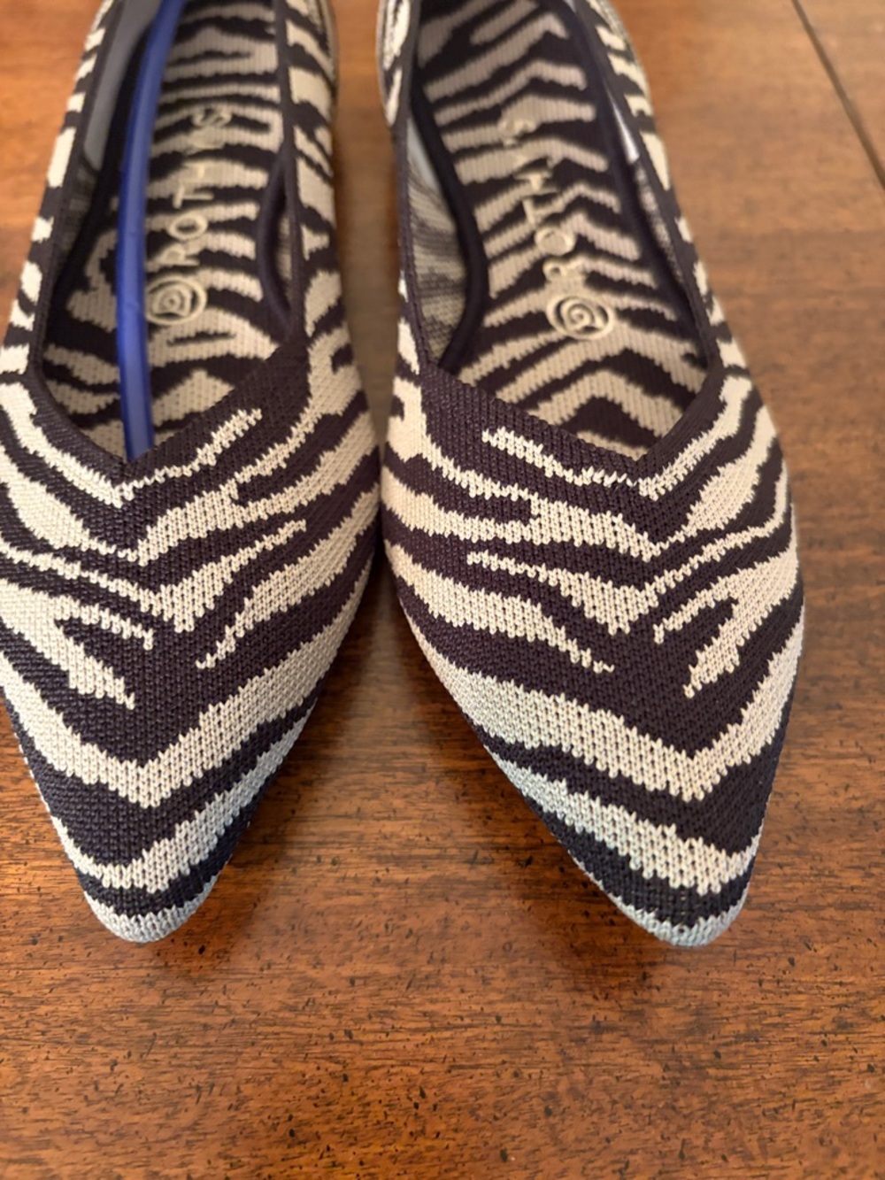 ROTHY’S  8.5 Zebra-Print Pointed Toe Women’s Flats - Black & Off White NEW - Picture 10 of 12